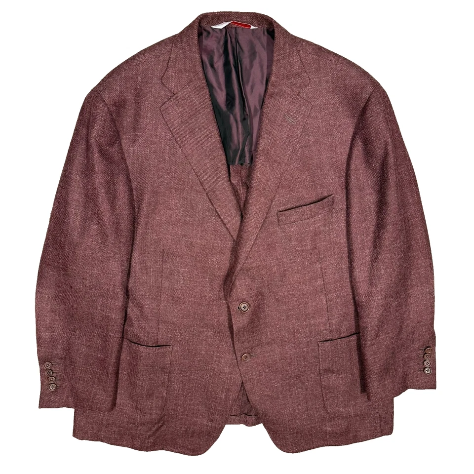 Samuelsohn Wool Linen Silk Blazer Unstructured Sport Coat Current Burgundy 46 R - Image 1 of 4