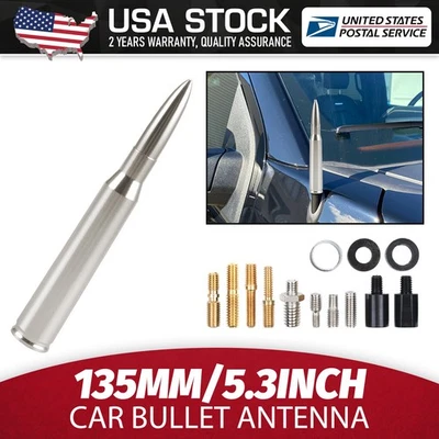 5.3inch Nickel Gun BULLET Antenna Radio FM Antena For Audi TT Quattro 2008-2011 Foto 1 de 4