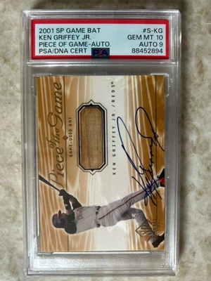 2001 SP Game Bat Ken Griffey Jr. Pieces of the Game Auto PSA AUTO 9 GEM MINT 10 - Image 1 of 4