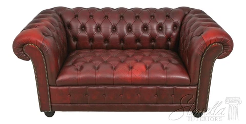 59771EC: English Tufted Leather Chesterfield Loveseat Sofa Cover