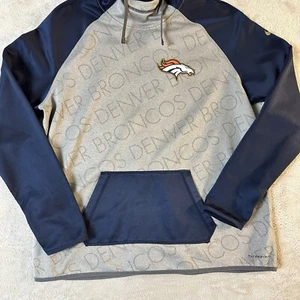 Nike Denver Broncos NFL Therma Fit Hoodie Sweatshirt Men's XL Navy Blue/Gray - Picture 1 of 11
