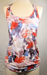 Fabletics Tank Top Watercolor Floral Pattern L Large Racerback Cinch Side - Picture 1 of 8