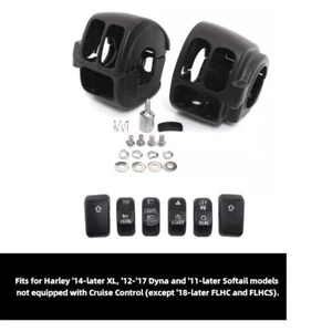 Switch Housing Cover + 6PC Switch Black Fit For Harley Sportster Dyna Softail - Picture 1 of 13