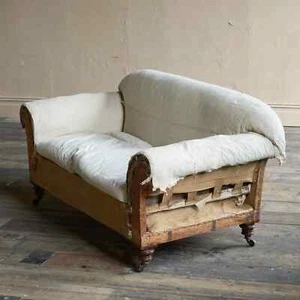 Antique Country House 2 Seater Sofa Scroll Arm and Back Mahogany - Upholstered - Picture 1 of 8