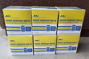 Lot of 6 JMU Gauze Rolls 24-packs Sterile 4" X 4.1 Yds Mummy Wrap Bandage w/TAPE - Picture 1 of 14