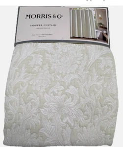 Morris & Co~Chrysanthemum~Floral~Luxury Shower Curtain~light Green + white~NWT~ - Picture 1 of 5