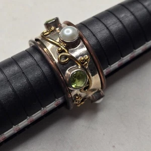 Anillo giratorio Wish perlas de imitación pátina verde adornos cobre 10 - Video - Leer - Imagen 1 de 5
