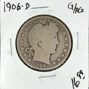 1906-D BARBER SILVER HALF DOLLAR ~GOOD/AG ~NICE COIN~ - Picture 1 of 2