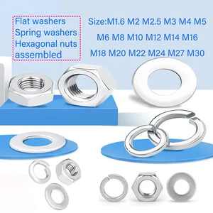 Assorted Suit Stainless Steel Flat & Spring Washers Nut M1.6 M2 M3 M4 M5 to M30 - Picture 1 of 75