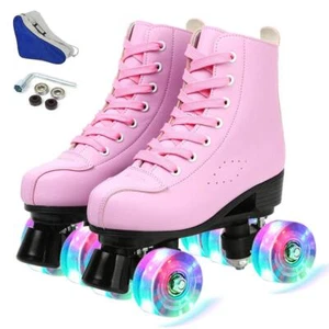 Women's Roller Skates PU Leather High-top Roller Skates Four-Wheel Roller Ska... - Picture 1 of 6