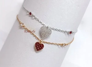 Swarovski 2pcs/Set Wishes Heart Bracelet Clear/Red Crystal Authentic New 5272249 - Picture 1 of 13