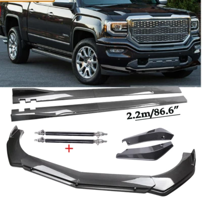 Carbon Fiber Front Bumper Rear Lip Chin Spoiler For GMC Sierra 1500 Body Kits Foto 1 de 4