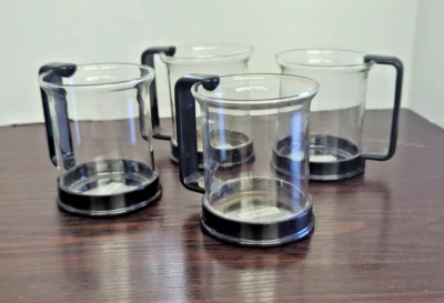 Bodum эспрессо чашки, стекло, набор из 4 Дании, черные ручки, современный - Изображение 1 из 4