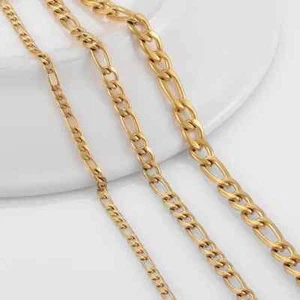 Figaro Chain Gold Plated Chain Necklace For Men Women Stainless Steel - Picture 1 of 8