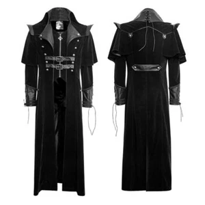 Punk Rave New Men Black Gothic Steampunk VTG Regency Horseman Long Coat Jacket - Picture 1 of 17