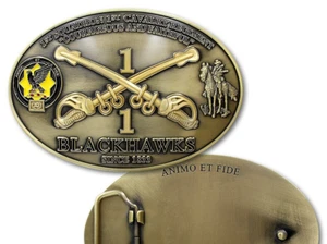 BLACKHAWKS 1ST CAVALRY REGIMENT  LARGE  BELT BUCKLE - Picture 1 of 1