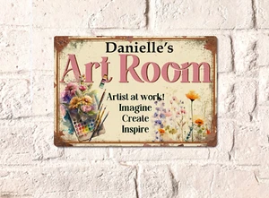 Personalised Art Room Sign Artist Gift Wall Door Decor Tin Metal Poster Plaque - Picture 1 of 9