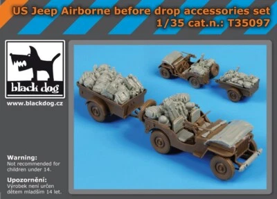 BLACK DOG SET RESINA US JEEP WILLYS AIRBORNE BEFORE DROP 1:35 T35097 - Immagine 1 di 4
