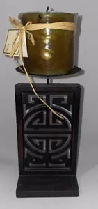 Oriental Candle Holder With Snow Cream Candle - Picture 1 of 3