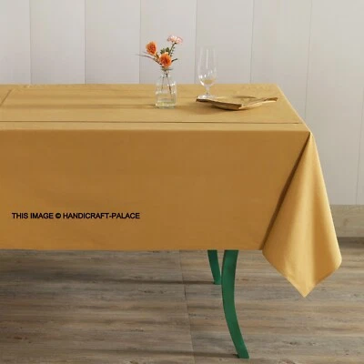 Solid Cotton Tablecloth Square Rectangle Desk Table Cloth Cover Home Decor Gold - Image 1 of 4