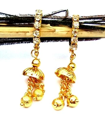 South Indian Jhumki Earring Ethnic 22K Gold Plated Drop Dangle Earrings Jewelry - Image 1 of 3
