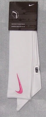 New Womens Nike Head Tie Dri Fit 2.0 White Headband Tennis Run Basketball pink - Image 1 of 2