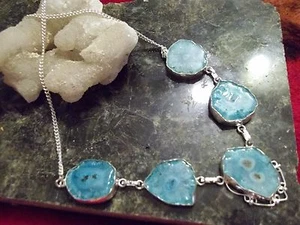 BEAUTIFUL NEW SOLAR QUARTZ 5 STONES HANDCRAFTED JEWELRY NECKLACE 19" NICE - Picture 1 of 3