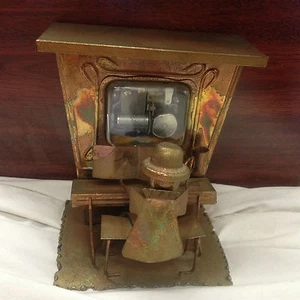 Vintage Copper-Tone Piano Player 7" Metal Music Box "The Sting" - Picture 1 of 6