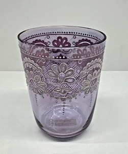 Vintage Venetian Glass Light Purple Colored Glass w/ White Etching 3 1/2 " Tall - Picture 1 of 6