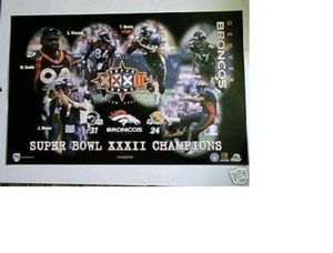 NOS MINT 1998 DENVER BRONCOS Super Bowl FOOTBALL POSTER estate find no pinholes - Picture 1 of 1