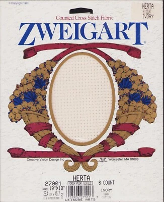 Cross Stitch Zweigart Ivory 6 ct. Herta Germany Switzerland  Fabric 10"x18" - Image 1 of 2