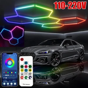 3/5X Hexagon LED Lighting Car Detail Garage Workshop Retail Light Honeycomb Hex - Picture 1 of 24