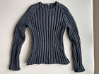 Jil Sander Men&#39;s Navy Blue Ribbed Long Sleeve Sweater Size 46