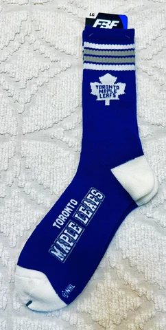 For Bare Feet NHL Toronto Maple Leafs 4 Stripe Deuce Crew Sock Team Color LARGE Cover