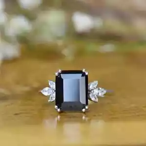 1.20Ct Emerald Cut Lab Created Diamond Women's Wedding Ring 14k Wh Gold Plated - Picture 1 of 5