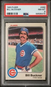 Tarjeta de béisbol Bill Buckner 1983 Fleer #492 Chicago Cubs PSA 8 - Imagen 1 de 2