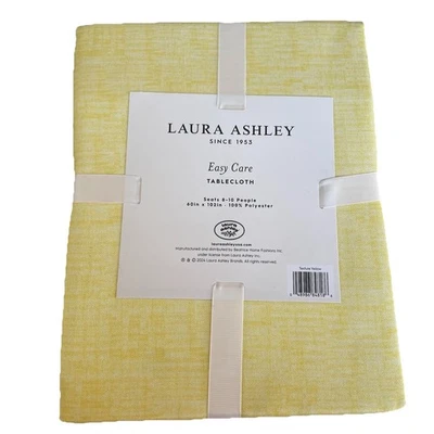 Laura Ashley Easy Care Tablecloth - Texture Yellow Rectanglar 60" x 102" New - Image 1 of 4