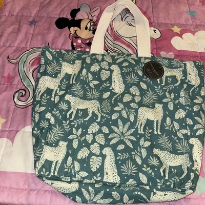 Bolso de Mano Cinthia Rowley Verde Estampado de Guepardo Lona Nuevo con Etiquetas Foto 1 de 3