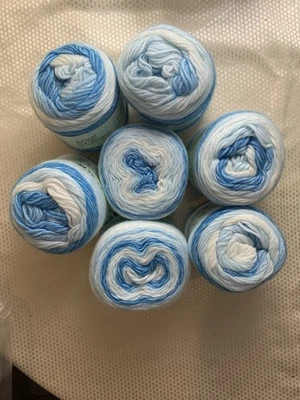 Silky Soft Gradient Ombre Cake Yarn BLUE SEA 7x 100g 280m Cotton Acrylic Wool - Image 1 of 4