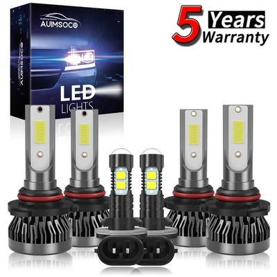 For Oldsmobile Custom Cruiser 1990-1992 6x LED Headlight Kit + Fog Light Bulbs - Image 1 of 4