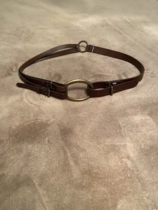 Lauren Ralph Lauren Tri-Strap Equestrian D-Ring Horsebit Brown Leather Belt Sz L - Picture 1 of 8