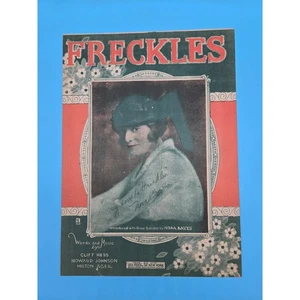 Freckles 1919 Sheet Music Signed Nora Bayes Cliff Hess Howard Johnson Ager - Picture 1 of 5