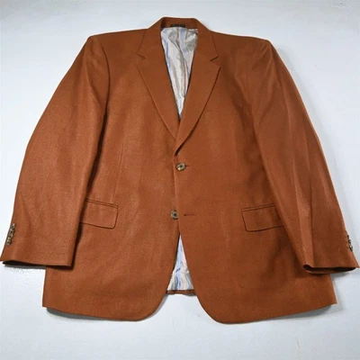 Ibiza 46R Orange Herringbone 100% Silk Soft Tweed Blazer Jacket Sport Coat - Image 1 of 4
