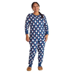 The Company Store Damen Weihnachtsmann Pyjama Set Navy Santa Print - Bild 1 von 7