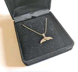 925 Silver, 14k Gold And Gemstone Whale Tail Pendant Necklace By Aurora - Picture 1 of 11