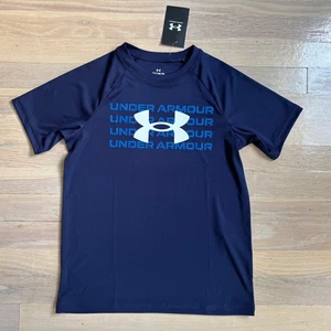 Boys blue under armour logo tshirt size medium nwt - Picture 1 of 1