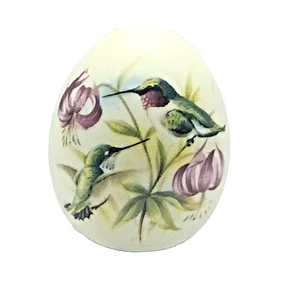 Vintage Decorative, Hand-painted Porcelain egg Featuring Hummingbirds & Lilies - Picture 1 of 5