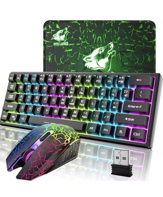 Wireless Gaming Keyboard and Mouse Rainbow LED 87 Key for PC MAC Laptop PS4 Xbox - Image 1 of 4