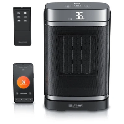 Brandson Keramik-Heizlüfter 1500W WiFi APP Timer Fernbedienung Schwarz - Bild 1 von 4