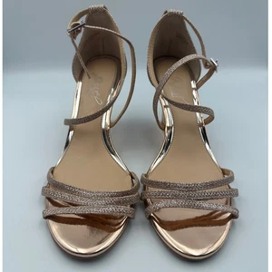 Cuña Jewel by Badgley Mischka oro rosa metálico joya tiras para mujer talla 7,5 - Imagen 1 de 5